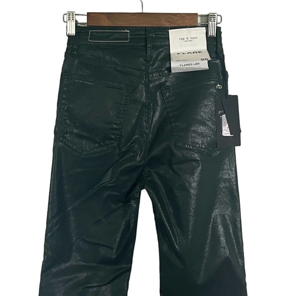 RAG & BONE CASEY HIGH-RISE ANKLE FLARE COATED JEANS GREEN‎ NWT WOMEN'S SIZE 25 - Picture 7 of 16